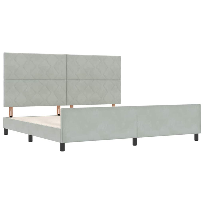 Pat cu arcuri cu headboard Gri deschis 200 x 200 cm Catifea - WALTI WALTI