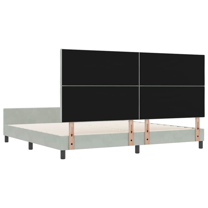 Pat cu arcuri cu headboard Gri deschis 200 x 200 cm Catifea - WALTI WALTI