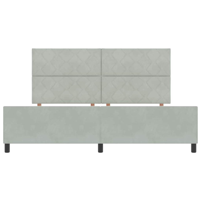 Pat cu arcuri cu headboard Gri deschis 200 x 200 cm Catifea - WALTI WALTI