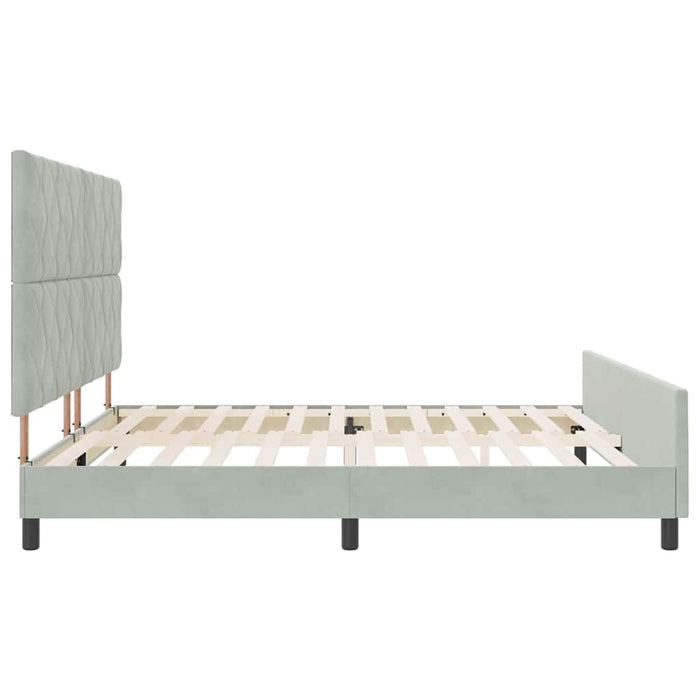 Pat cu arcuri cu headboard Gri deschis 200 x 200 cm Catifea - WALTI WALTI