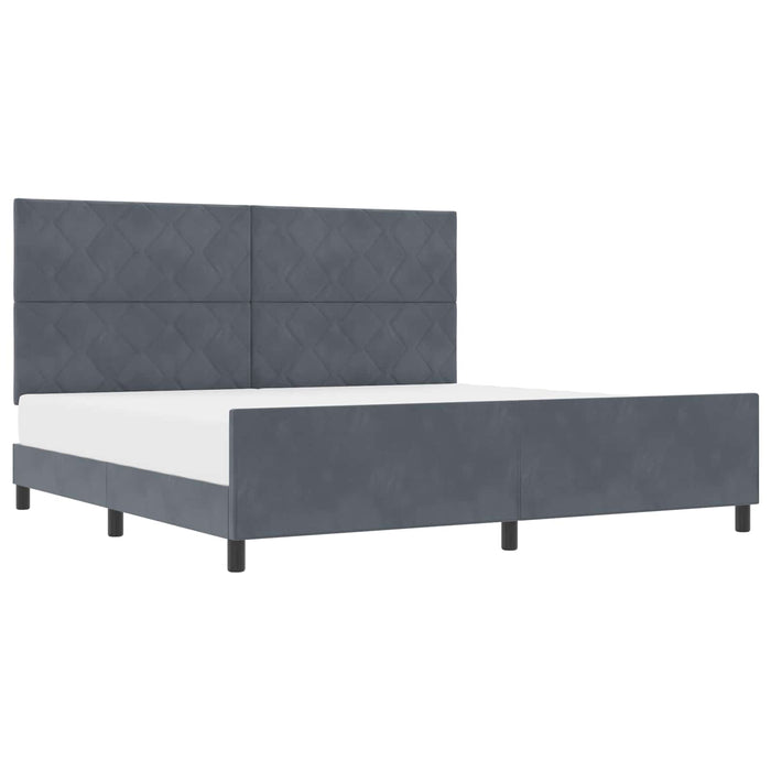Pat cu arcuri cu headboard Gri închis 200 x 200 cm Catifea WALTI