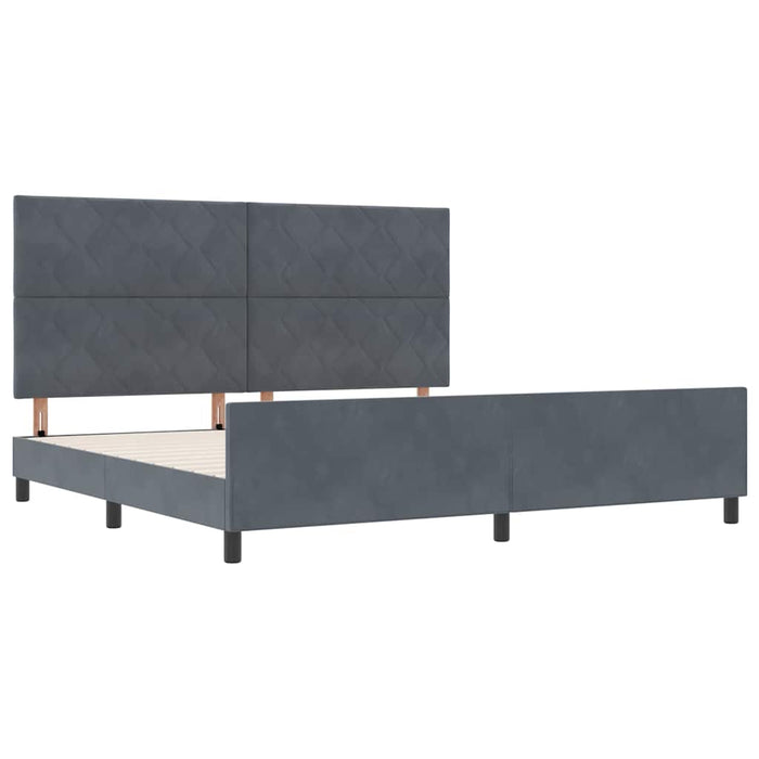 Pat cu arcuri cu headboard Gri închis 200 x 200 cm Catifea WALTI
