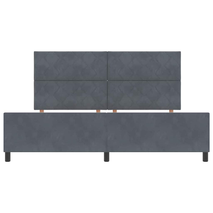 Pat cu arcuri cu headboard Gri închis 200 x 200 cm Catifea WALTI