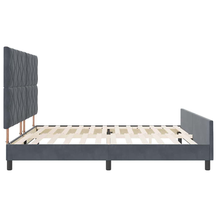 Pat cu arcuri cu headboard Gri închis 200 x 200 cm Catifea WALTI