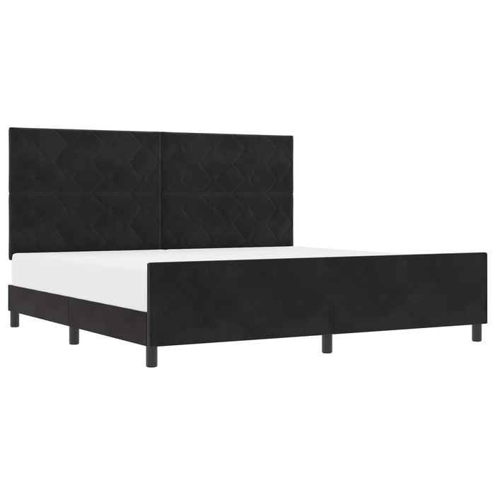 Pat cu arcuri cu headboard Negru 200 x 200 cm Catifea WALTI