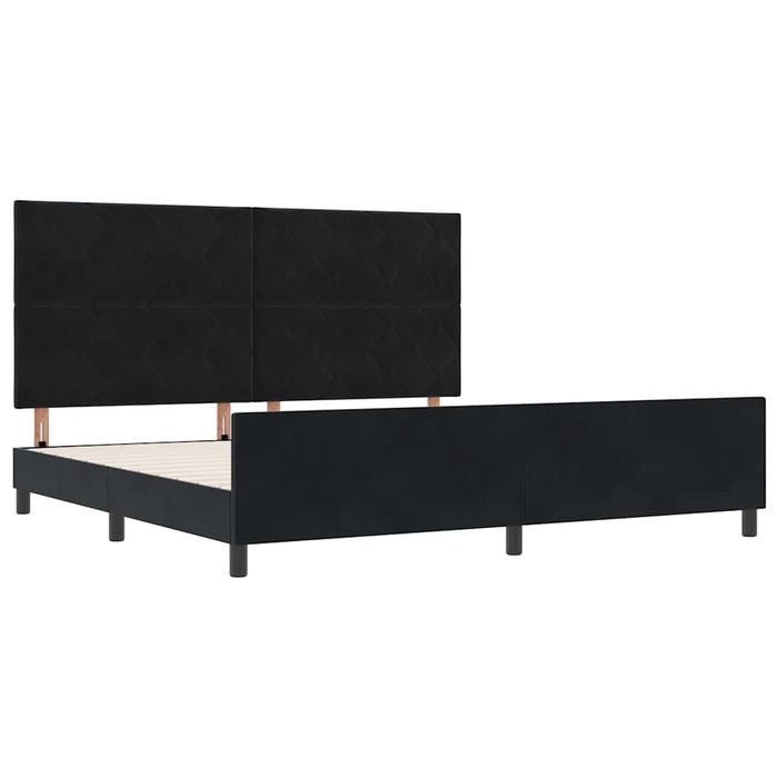 Pat cu arcuri cu headboard Negru 200 x 200 cm Catifea WALTI