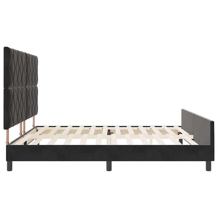 Pat cu arcuri cu headboard Negru 200 x 200 cm Catifea WALTI