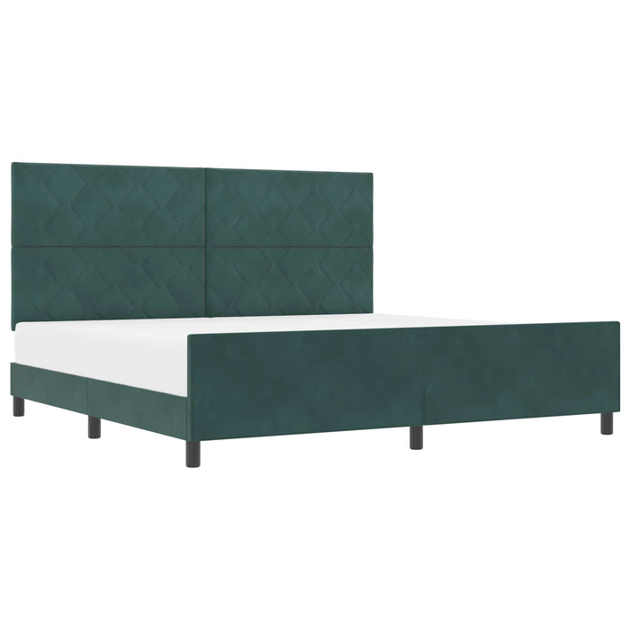 Pat cu arcuri cu headboard Verde închis 200 x 200 cm Catifea WALTI