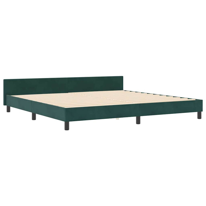 Pat cu arcuri cu headboard Verde închis 200 x 200 cm Catifea WALTI