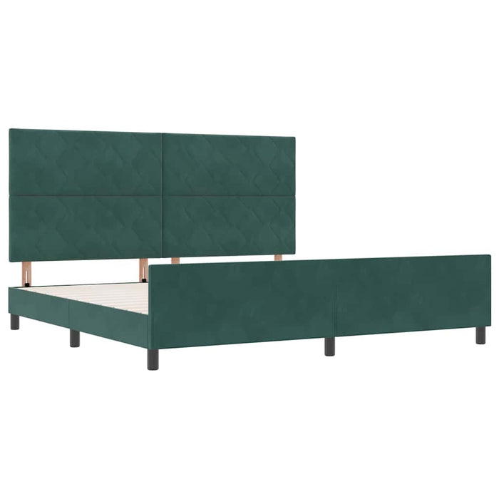 Pat cu arcuri cu headboard Verde închis 200 x 200 cm Catifea WALTI
