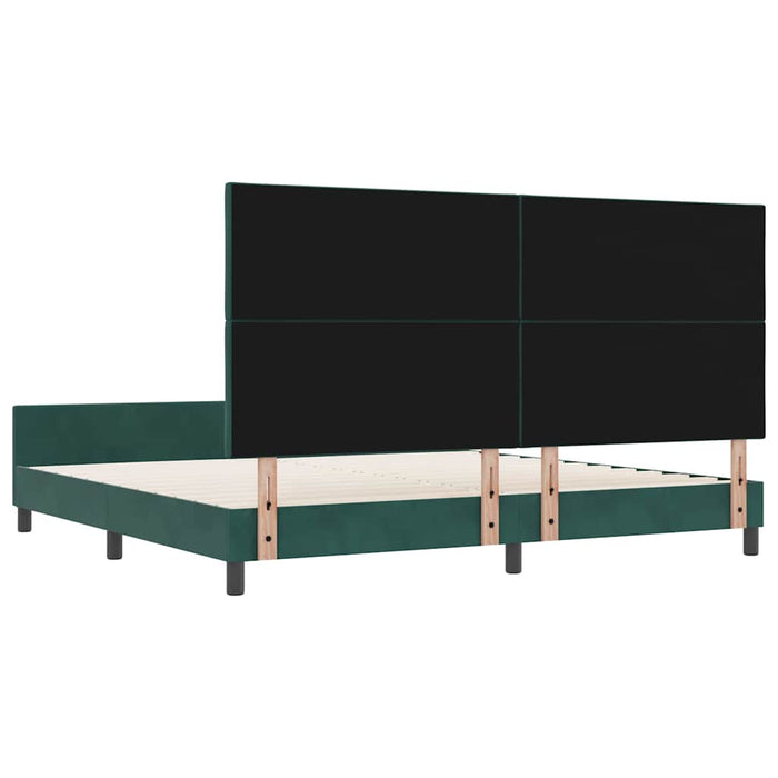 Pat cu arcuri cu headboard Verde închis 200 x 200 cm Catifea WALTI