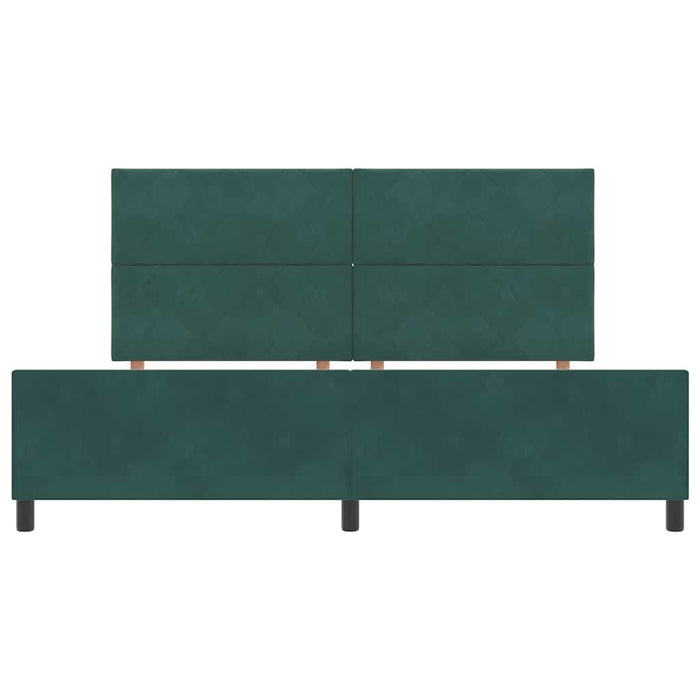 Pat cu arcuri cu headboard Verde închis 200 x 200 cm Catifea WALTI