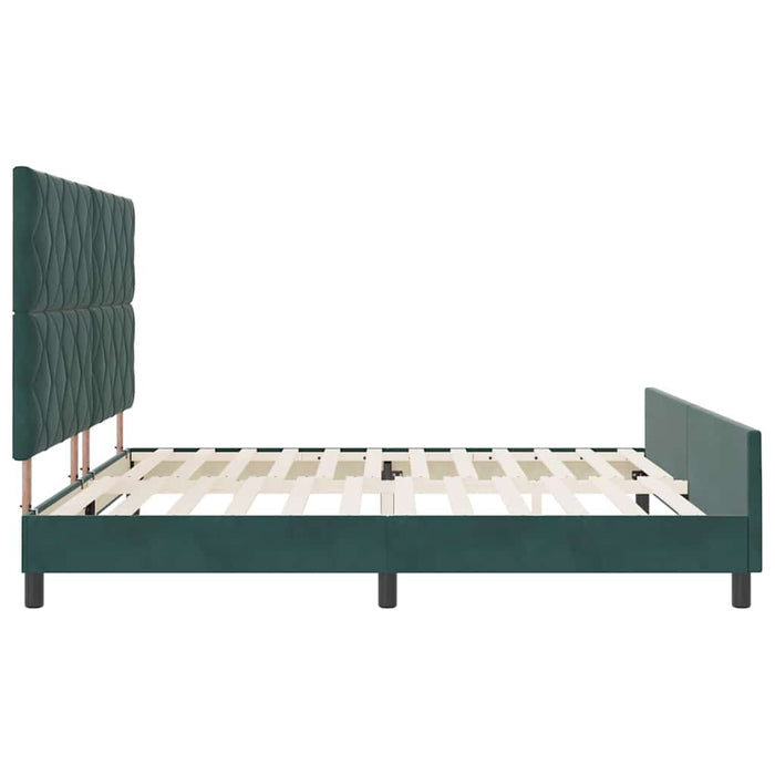 Pat cu arcuri cu headboard Verde închis 200 x 200 cm Catifea WALTI