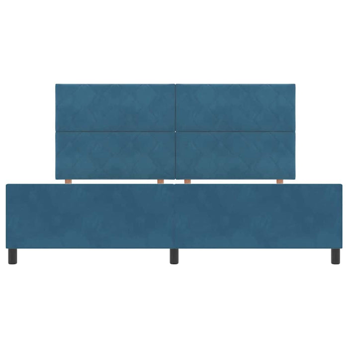 Pat cu arcuri cu headboard Albastru închis 200 x 200 cm Catifea - WALTI WALTI