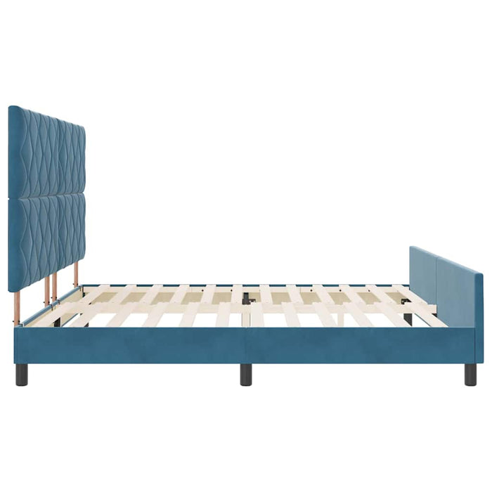 Pat cu arcuri cu headboard Albastru închis 200 x 200 cm Catifea - WALTI WALTI