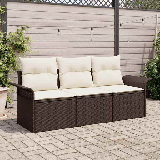 Set de canapele pentru grădină cu pernă 3 pcs Maro Rattan poli - WALTI WALTI