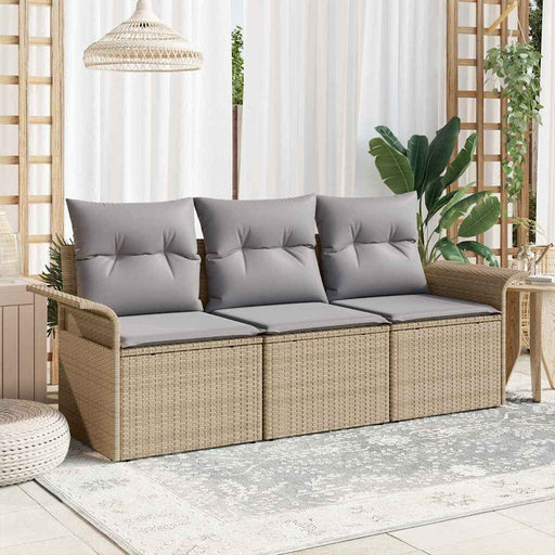 Set de canapele pentru grădină cu pernă 3 pcs Bej Rattan poli - WALTI WALTI