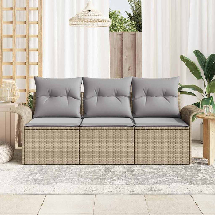 Set de canapele pentru grădină cu pernă 3 pcs Bej Rattan poli - WALTI WALTI
