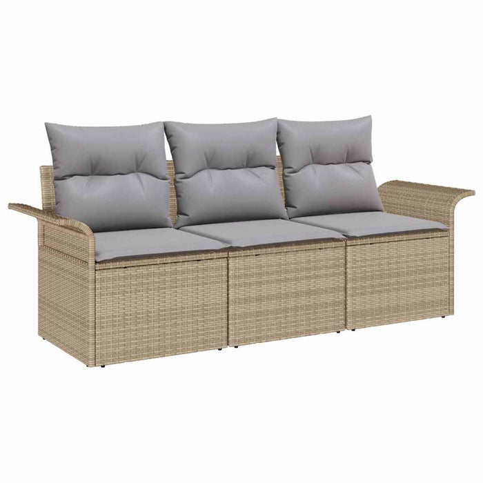 Set de canapele pentru grădină cu pernă 3 pcs Bej Rattan poli - WALTI WALTI