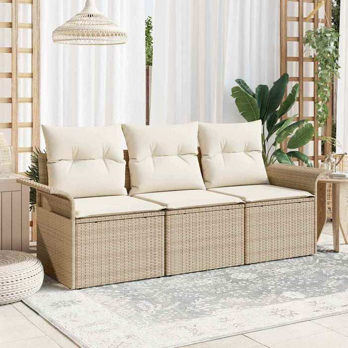 Set de canapele pentru grădină cu pernă 3 pcs Bej Rattan poli - WALTI WALTI
