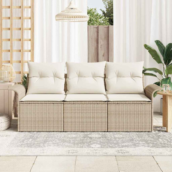 Set de canapele pentru grădină cu pernă 3 pcs Bej Rattan poli - WALTI WALTI