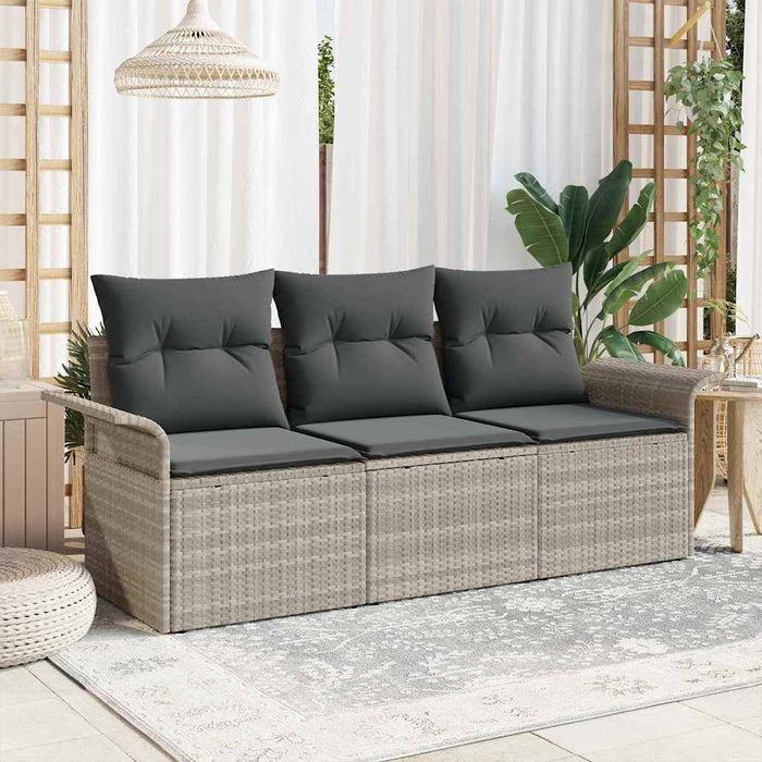 Set de canapele pentru grădină 3 pcs Gri deschis Rattan poli - WALTI WALTI
