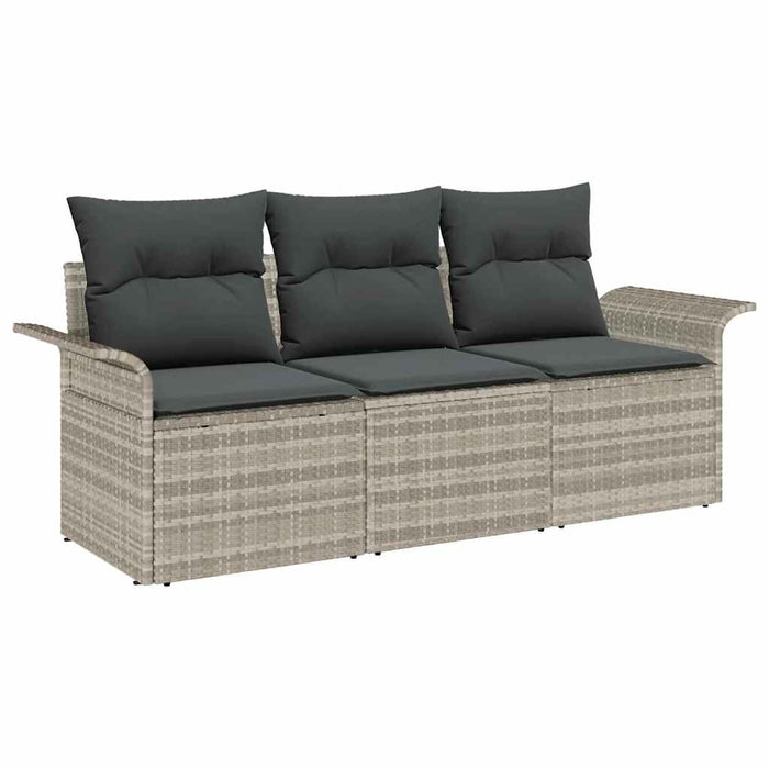Set de canapele pentru grădină 3 pcs Gri deschis Rattan poli - WALTI WALTI