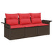 Set de canapele pentru grădină cu pernă 3 pcs Maro Rattan poli - WALTI WALTI