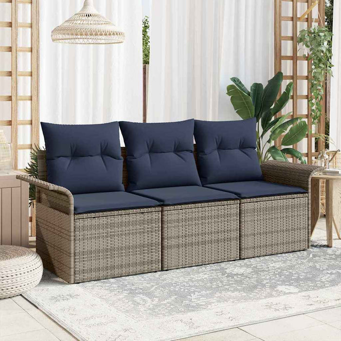 Set de canapele pentru grădină cu pernă 3 pcs Gri Rattan poli - WALTI WALTI