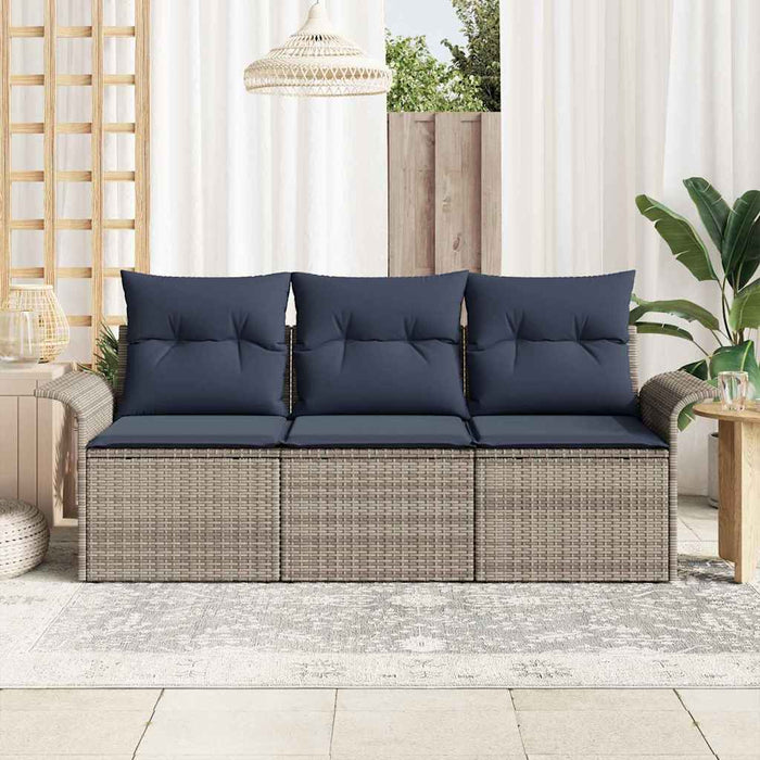 Set de canapele pentru grădină cu pernă 3 pcs Gri Rattan poli - WALTI WALTI