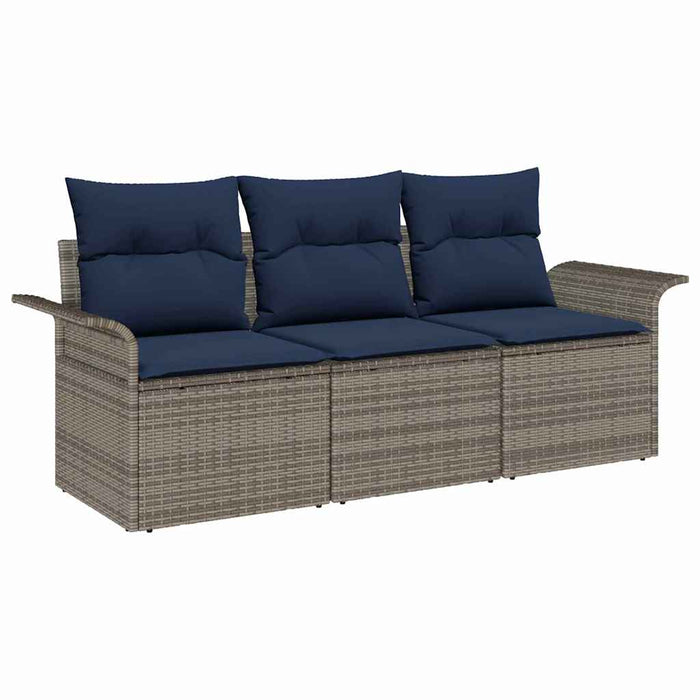 Set de canapele pentru grădină cu pernă 3 pcs Gri Rattan poli - WALTI WALTI