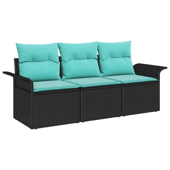 Set de canapele pentru grădină cu pernă 3 pcs Negru Rattan poli - WALTI WALTI