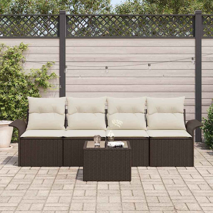 Set de canapele pentru grădină 5 pcs Maro, Crem 55 x 55 x 37 cm - WALTI WALTI