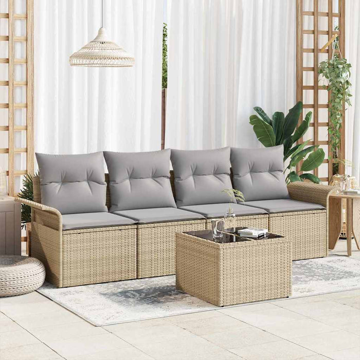 Set de canapele pentru grădină 5 pcs Bej, Gri 55 x 55 x 37 cm - WALTI WALTI