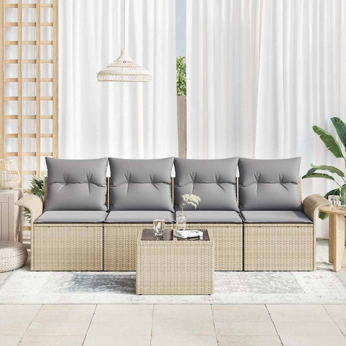 Set de canapele pentru grădină 5 pcs Bej, Gri 55 x 55 x 37 cm - WALTI WALTI