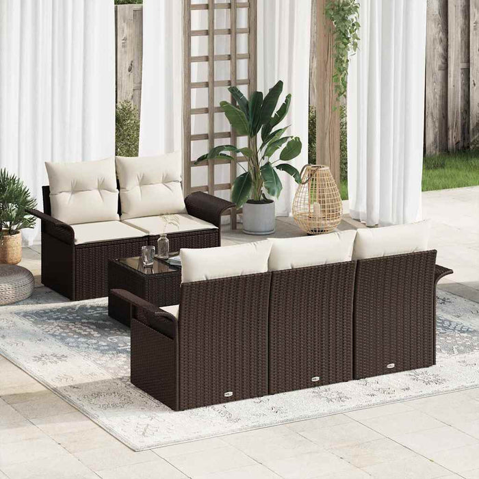 Set de canapele pentru grădină 6 pcs Maro, Crem 55 x 55 x 37 cm - WALTI WALTI