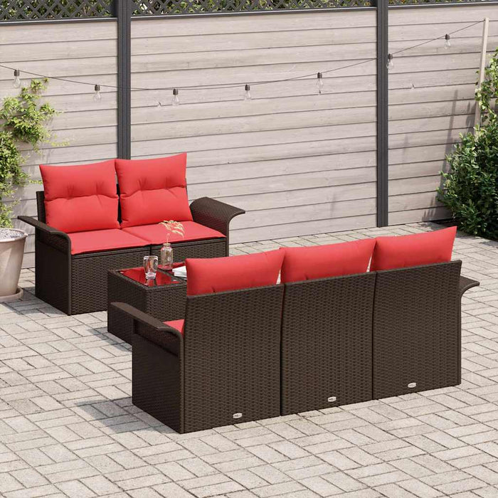 Set de canapele pentru grădină 6 pcs Beige și Roșu poliratan - WALTI WALTI