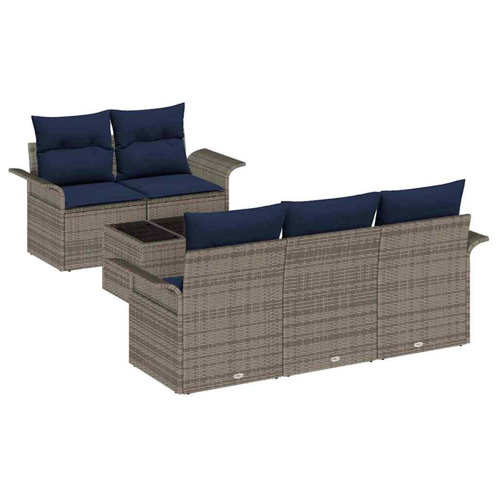 Set de canapele pentru grădină 6 pcs Gri și bleumarin poliratan - WALTI WALTI