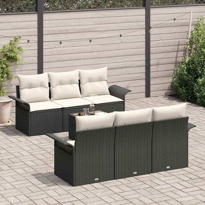 Set de canapele pentru grădină 7 pcs Negru și Crem poliratan - WALTI WALTI