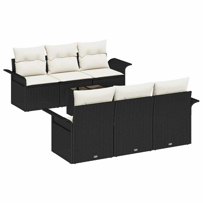 Set de canapele pentru grădină 7 pcs Negru și Crem poliratan - WALTI WALTI