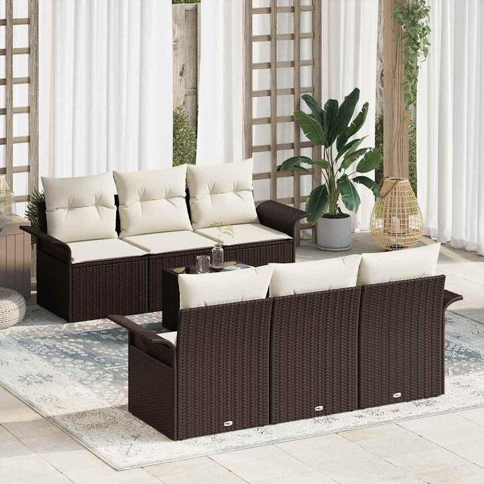 Set de canapele pentru grădină 7 pcs Maro, Crem 55 x 55 x 37 cm - WALTI WALTI