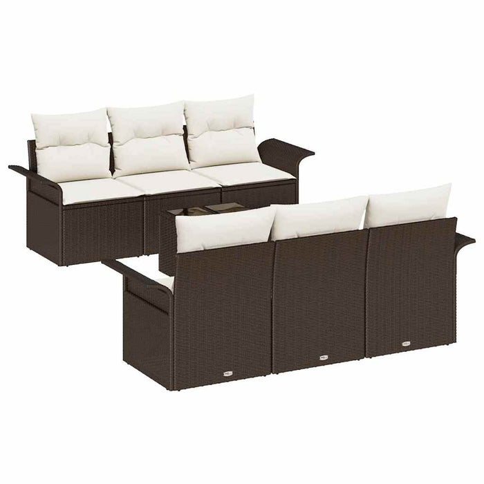 Set de canapele pentru grădină 7 pcs Maro, Crem 55 x 55 x 37 cm - WALTI WALTI