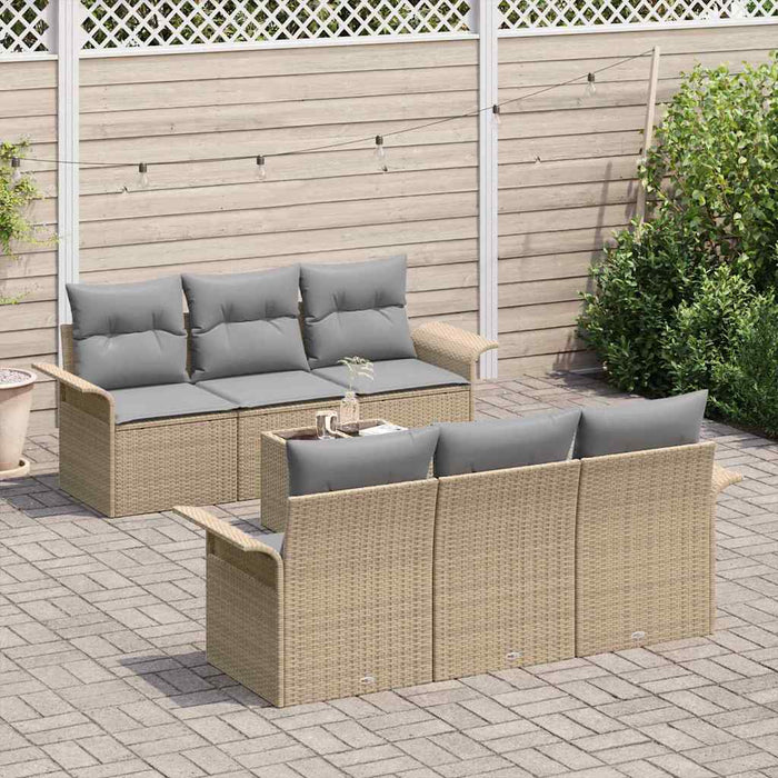 Set de canapele pentru grădină 7 pcs Bej, Gri 55 x 55 x 37 cm - WALTI WALTI