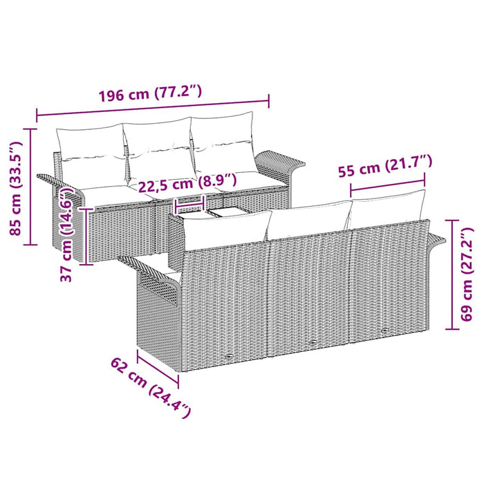 Set de canapele pentru grădină 7 pcs Negru 55 x 55 x 37 cm - WALTI WALTI
