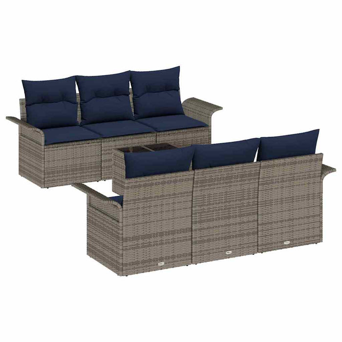 Set de canapele pentru grădină cu pernă 7 pcs Gri și bleumarin - WALTI WALTI