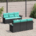 Set de canapele pentru grădină cu pernă 7 pcs Negru și Turcoaz - WALTI WALTI