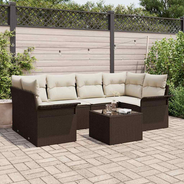 Set de canapele pentru grădină cu pernă 7 pcs Maro și Crem - WALTI WALTI