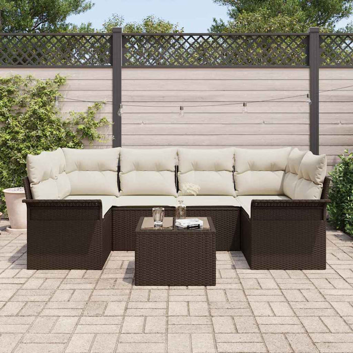 Set de canapele pentru grădină cu pernă 7 pcs Maro și Crem - WALTI WALTI