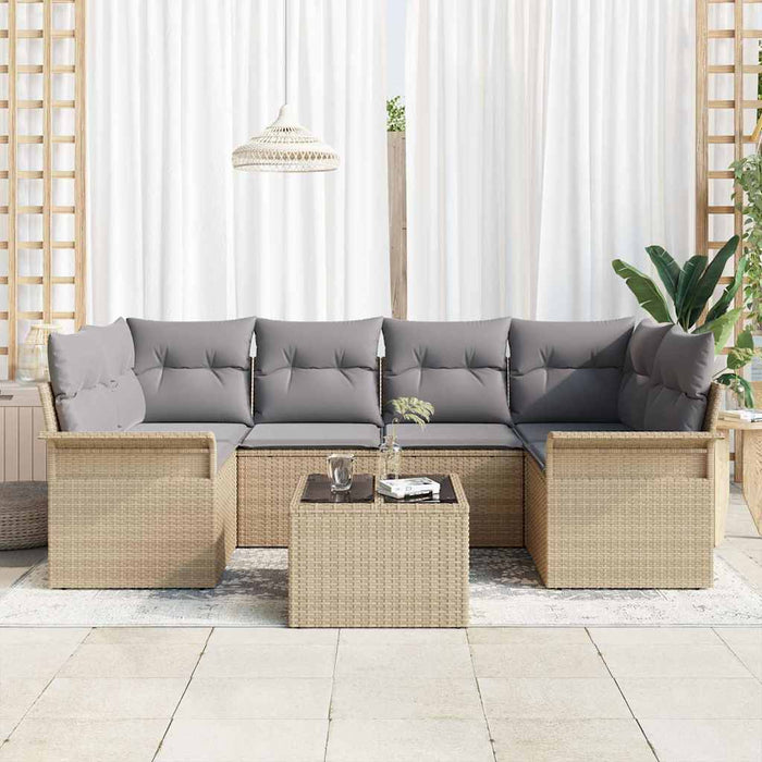 Set de canapele pentru grădină cu pernă Manual 7 pcs Bej și gri - WALTI WALTI
