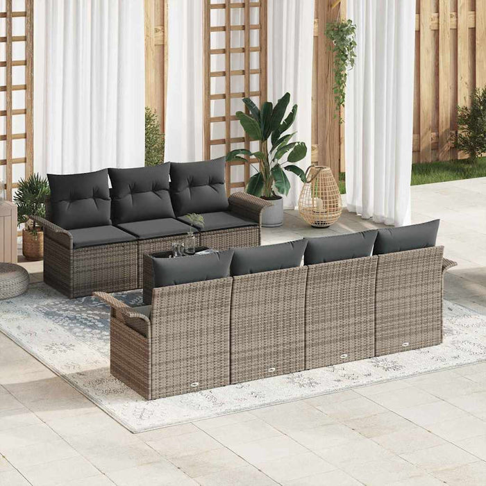 Set de canapele pentru grădină cu pernă 8 pcs Gri poliratan - WALTI WALTI